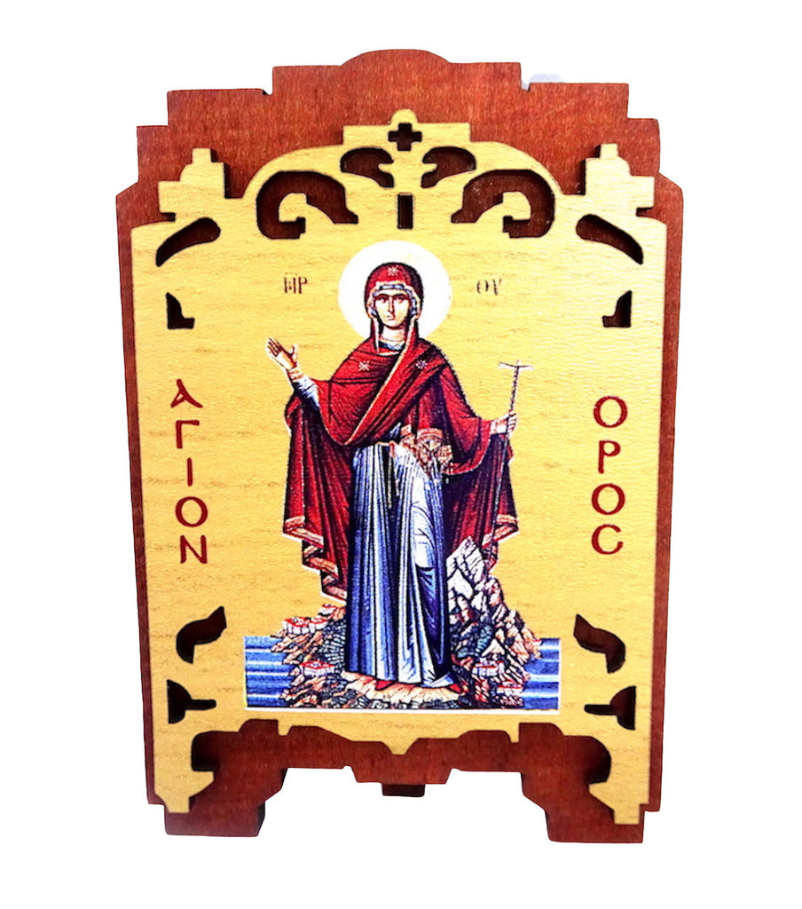 Orthodox Wooden Icon of the Holy Theotokos "The Protector of the Agion Oros" - anastasisgiftshop.com