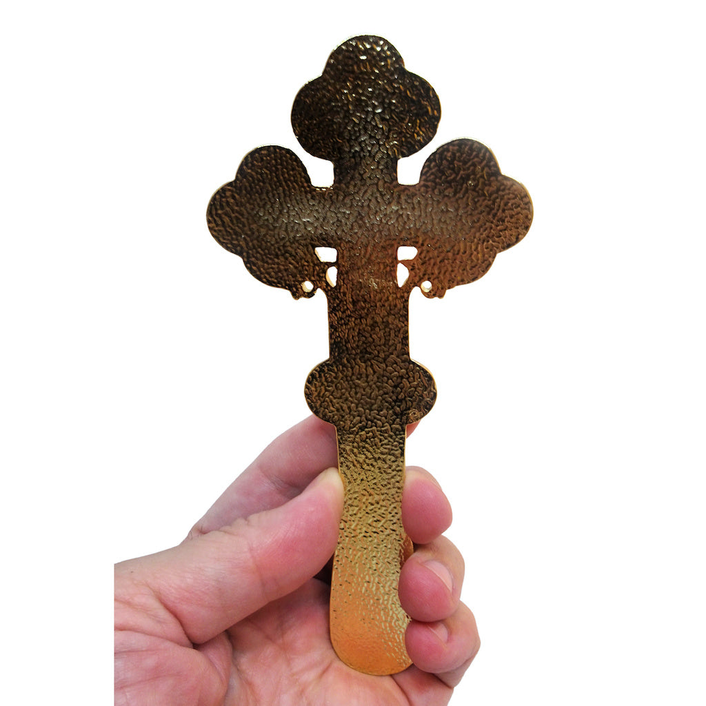 Orthodox Hand Blessing Enamel Cross in Leather Case - anastasisgiftshop.com