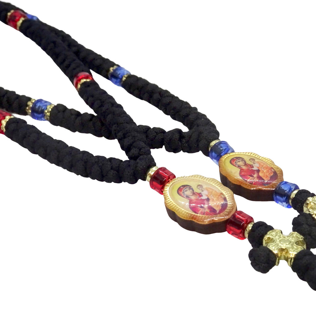 Orthodox Prayer rope with 60 knots and double-sided Icons of Jesus Christ and Mother of God - anastasisgiftshop.com