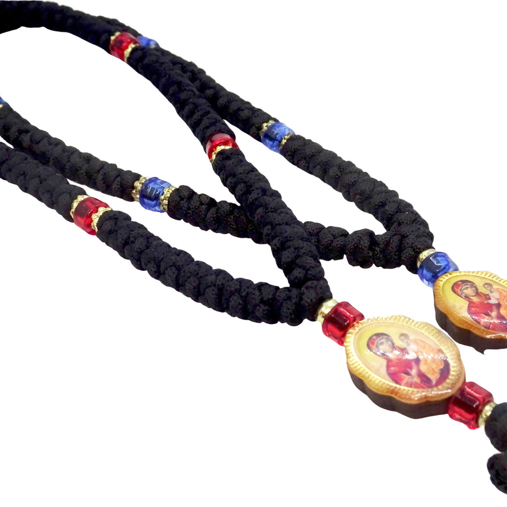 Orthodox Prayer rope with 60 knots and double-sided Icons of Jesus Christ and Mother of God - anastasisgiftshop.com