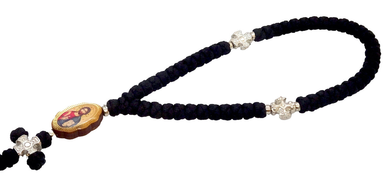 Orthodox Christian Prayer Rope with 50 Knots and Silver-Tone Cross ...