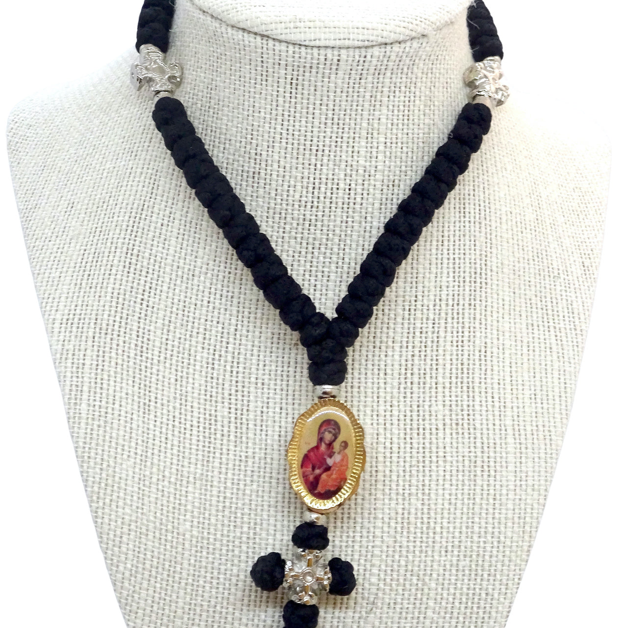 Orthodox Christian Prayer Rope with 50 Knots and Silver-Tone Cross ...