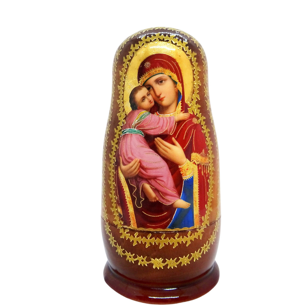 Holy Theotokos Russian Orthodox Wooden Nesting Doll - anastasisgiftshop.com
