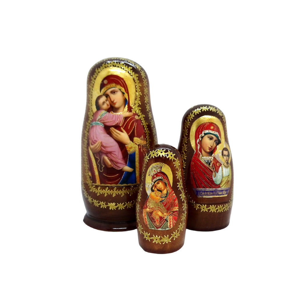 Holy Theotokos Russian Orthodox Wooden Nesting Doll - anastasisgiftshop.com