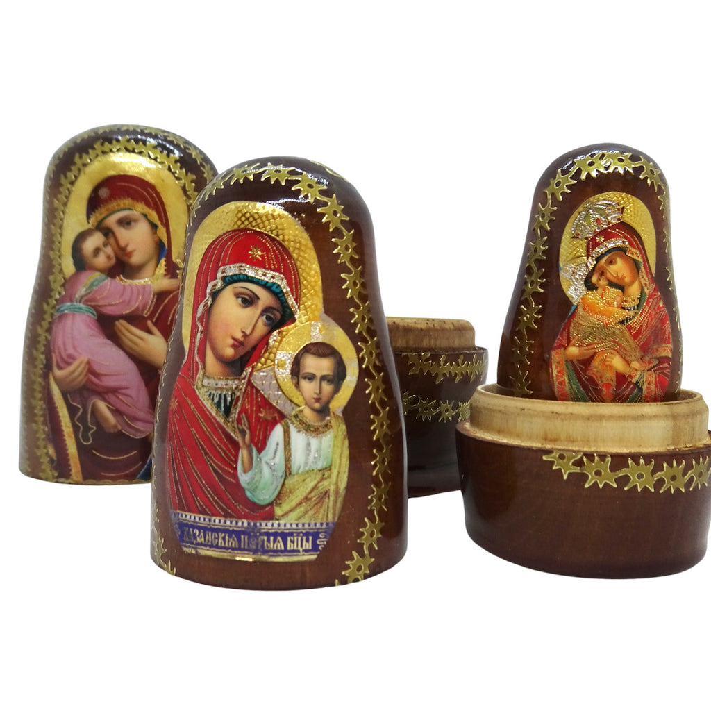 Holy Theotokos Russian Orthodox Wooden Nesting Doll - anastasisgiftshop.com