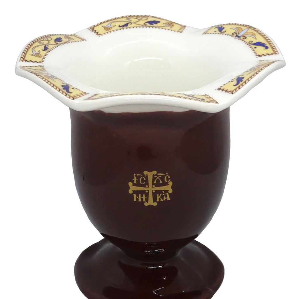 Orthodox Ceramic Oil Burner with the Greek Byzantine Cross - anastasisgiftshop.com