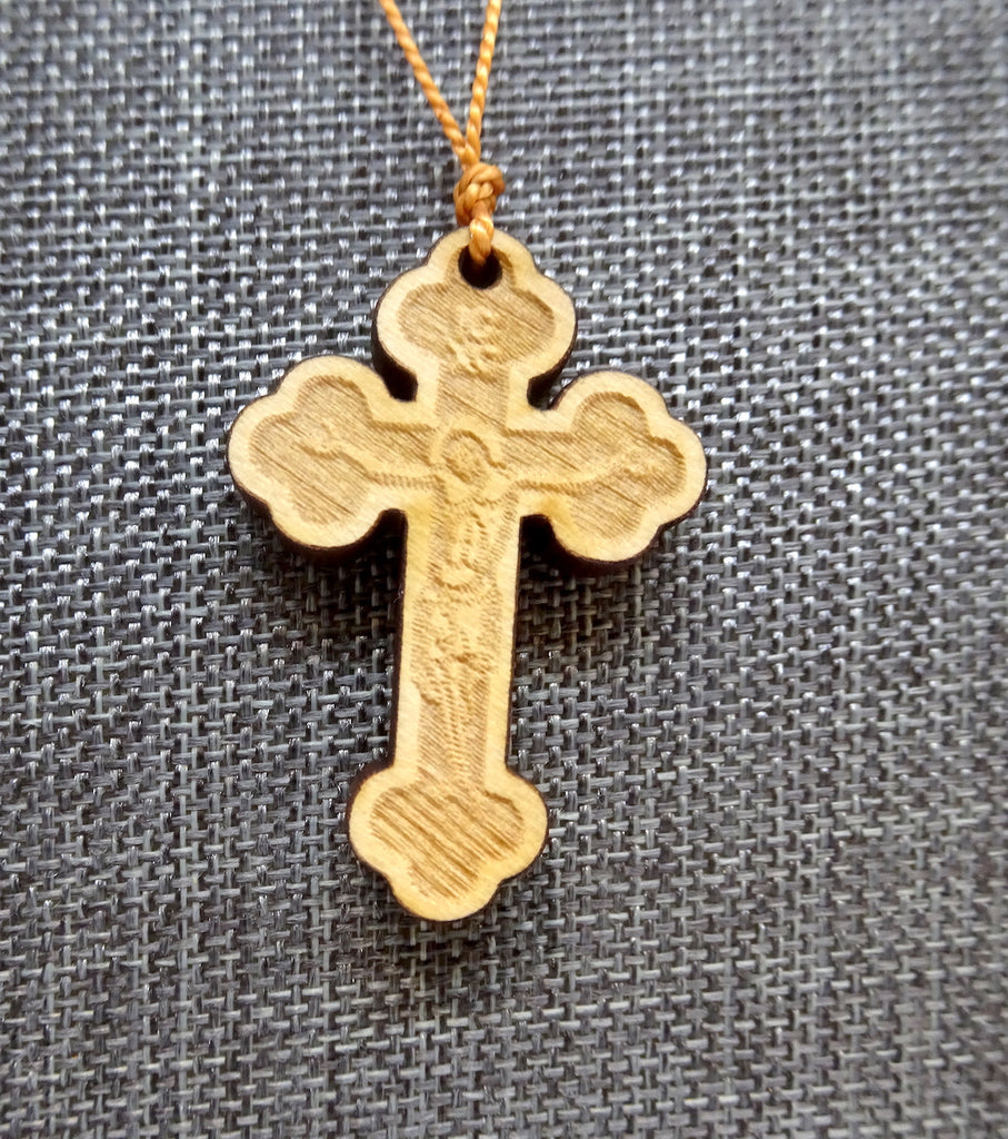 Wooden Orthodox Cross Pendant - anastasisgiftshop.com