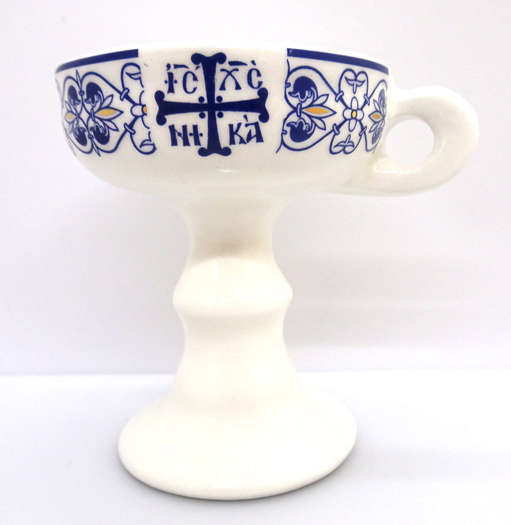 Ceramic Incense Burner with a Decorative Orthodox Byzantine Cross - anastasisgiftshop.com