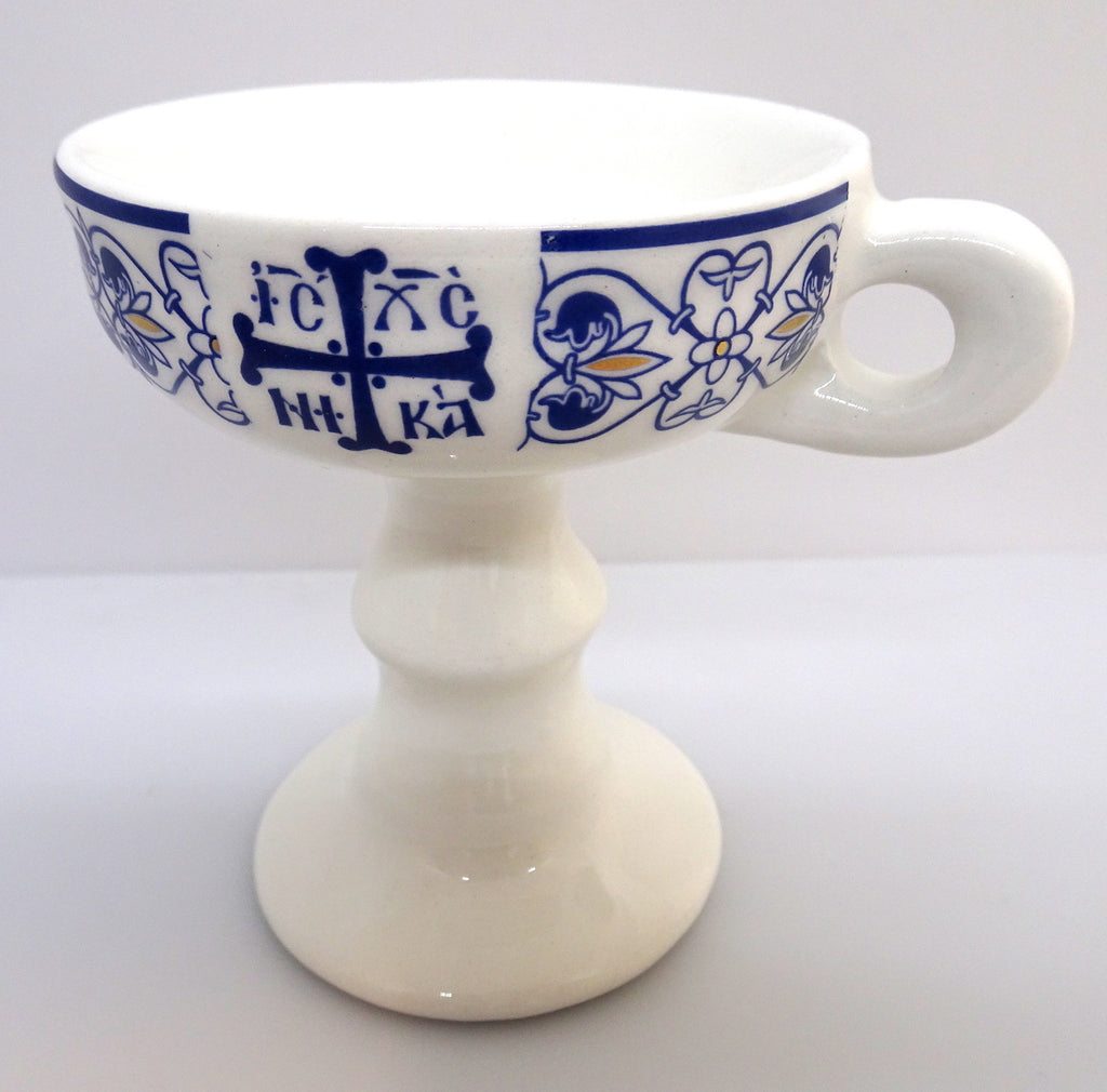 Ceramic Incense Burner with a Decorative Orthodox Byzantine Cross - anastasisgiftshop.com
