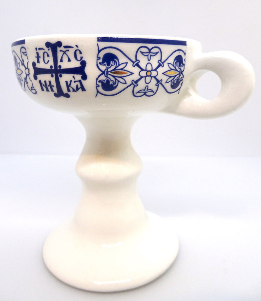 Ceramic Incense Burner with a Decorative Orthodox Byzantine Cross - anastasisgiftshop.com