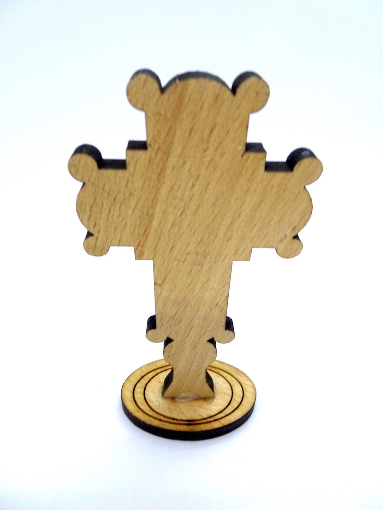 Laser Engraved Orthodox Wooden Standing Cross - anastasisgiftshop.com