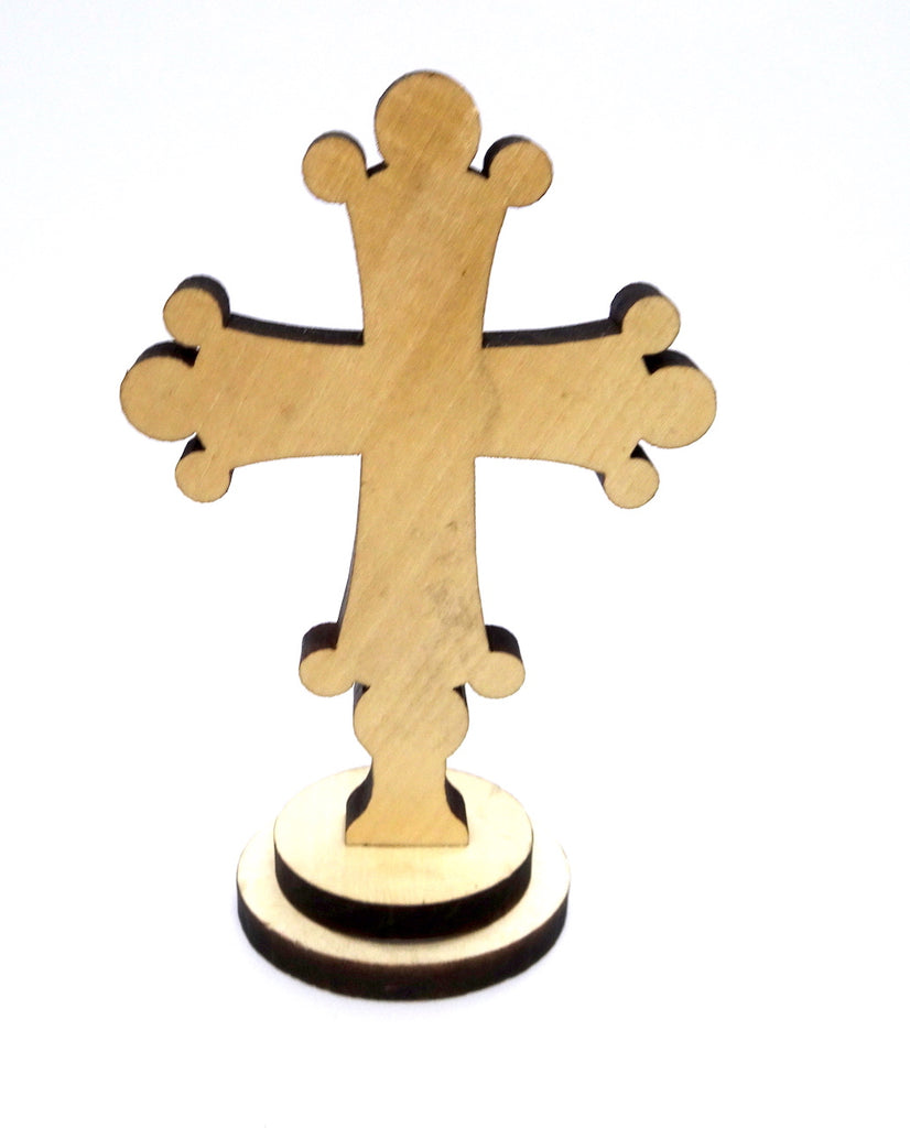Laser Engraved Orthodox Wooden Standing Cross - anastasisgiftshop.com