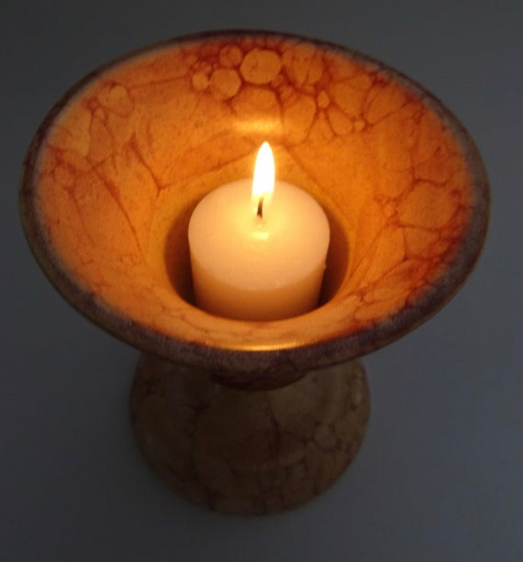 Tabletop Orthodox Ceramic Vigil Lamp in Ivory-Beige Color with the image of the Byzantine Cross - anastasisgiftshop.com